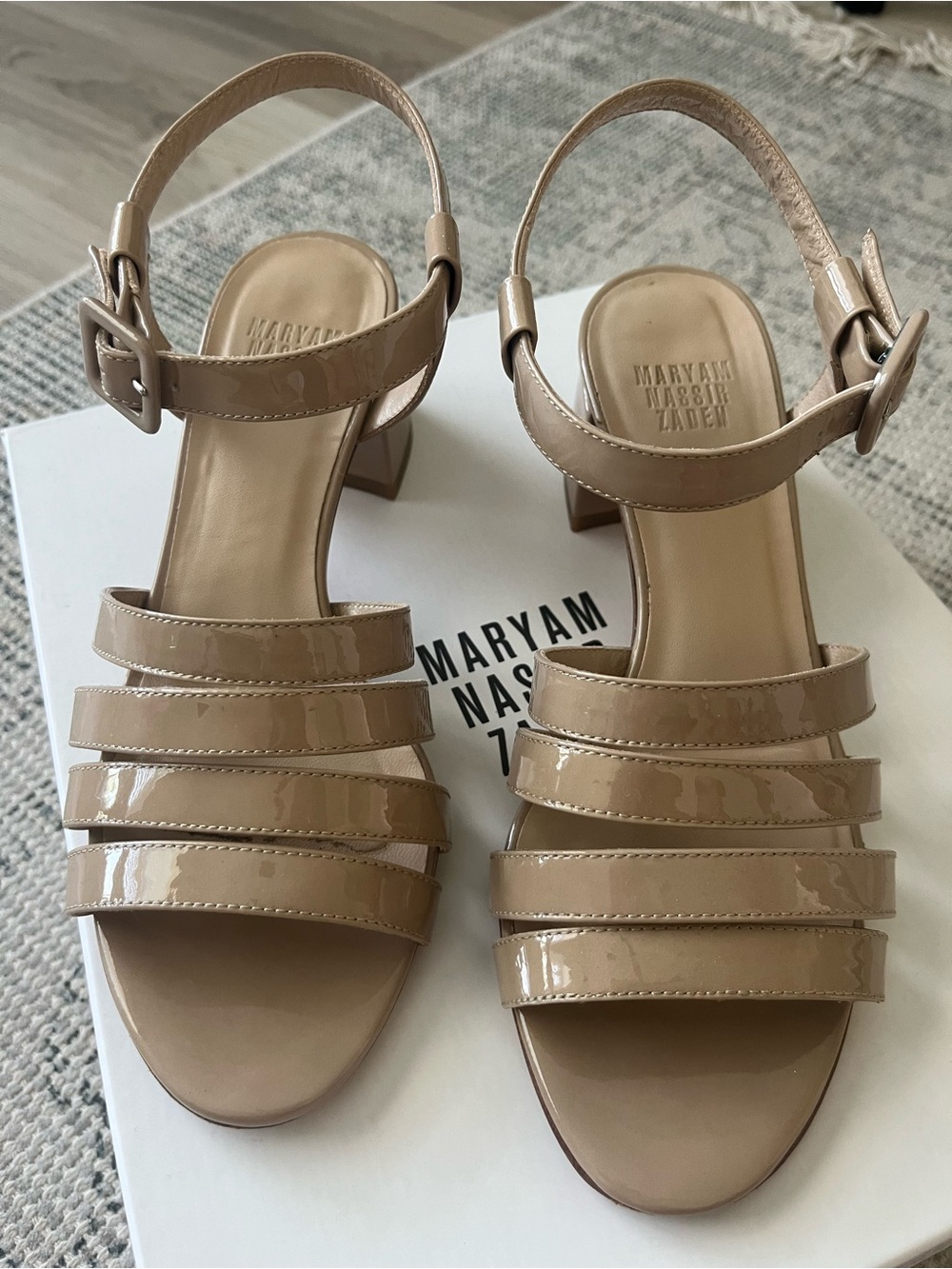 Maryam Nassir Zadeh Patent Strappy Sandals in Nude/Tan sz 36 - Picture 6 of 8
